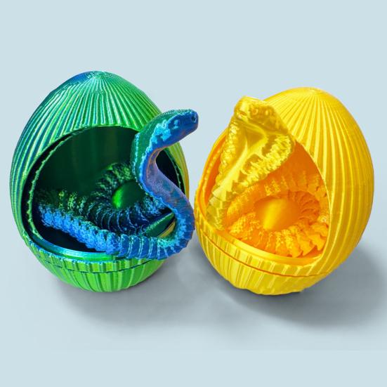 1 набор 3D-печатных фигурок в виде яйца змеи с подвижными суставами, игрушка-фиджет в виде вращающегося яйца змеи с шарнирной змеей внутри, украшение