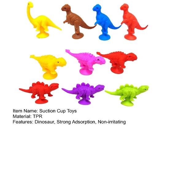 10 шт. игрушки на присоске интересный сильный динозавр гибкая адсорбция не раздражает развлечения экологически чистая присоска в форме животного
