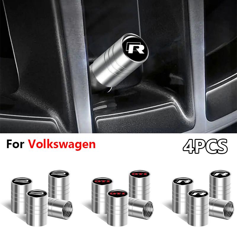 For VW GTI Scirocco B6 Tiguan T5 Golf Polo Jetta Passat Car Wheel Tire Valve Caps Stem Case With Logo Auto Styling Accessories