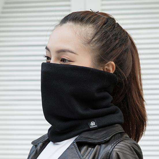 Men Scarf Winter Plush Lining Solid Color Scarf Solid Color Letter Logo Thickened Velvet Warm Knitting Neck Gaiter