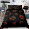 Halloween Pumpki Duvet Cover Set Black And White Background Halloween Beds Set Home Textiles Microfiber For Boys Kids