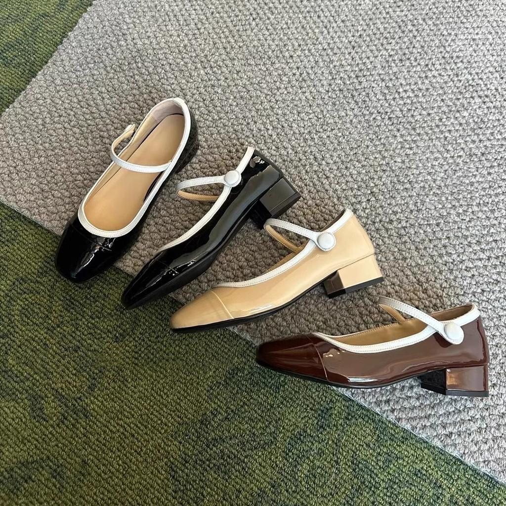 Предварительная продажа ~ Туфли Мэри Джейн в стиле ретро, женские туфли 2025 года, весна-осень, французский вечерний ветер, квадратный толстый каблук, легкие одинарные туфли