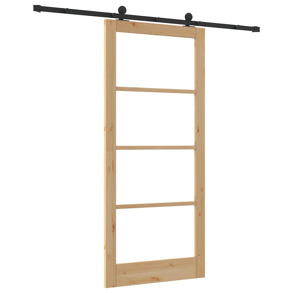 ORKDAL Sliding Door Natural 93 x 211 cm Solid Pine Wood and Glass