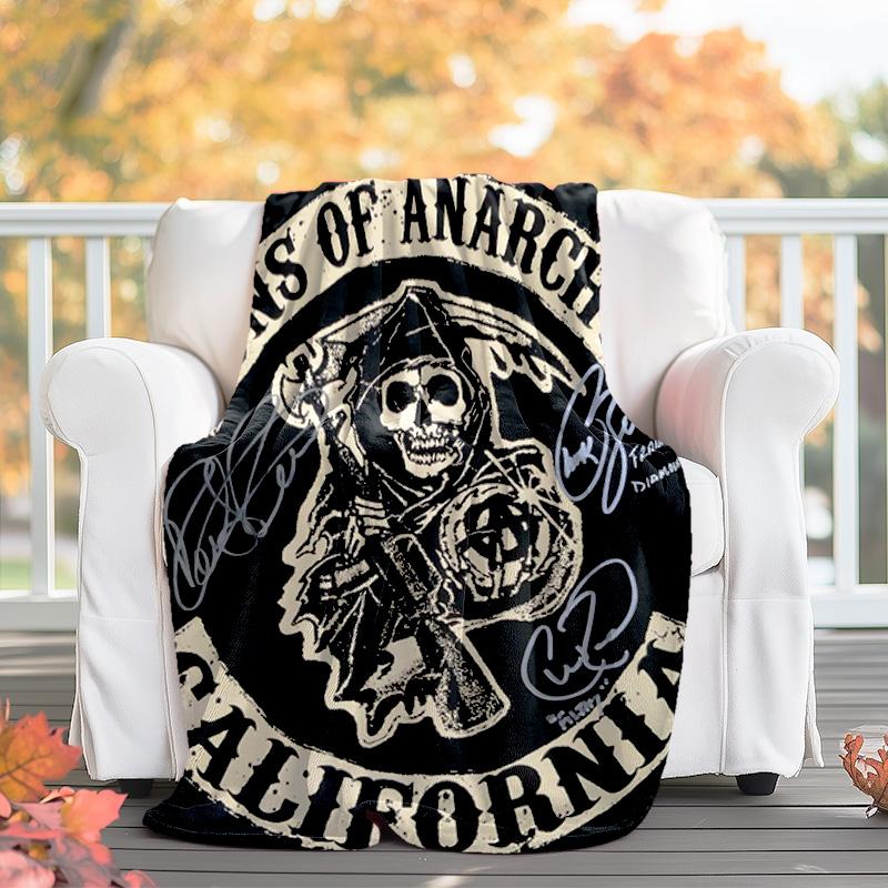 1pc skull pattern blanket, all season lightweight home office outdoor nap multifunctional blanket