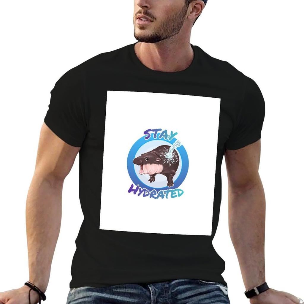 Moo Deng baby hippo Stay hydrated T-Shirt t shirts cotton 100% mens graphic t shirts T-Shirt