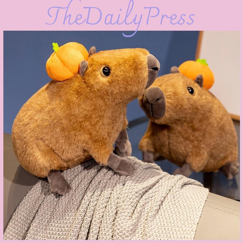 Плюшевая игрушка Капибара Тыква Мягкая игрушка Кукла Украшение Подарок 30см Коллекционеры