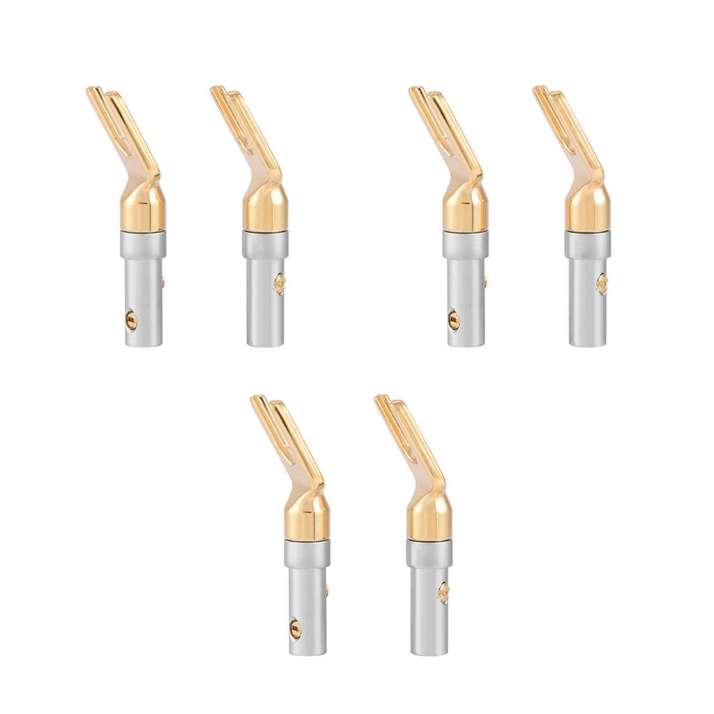 6 Pcs Gold Plated 4mm Banana U Fork Y Spade Plug Speaker Wire Connector Screw Type Solder Free