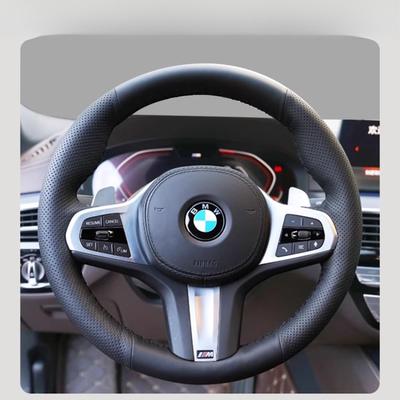 Черная кожаная накидка на руль автомобиля, сшитая вручную, для BMW M Sport G30 G31 G32 G20 G21 G14 G15 G16 X3 G01 X4 G02 X5