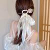 Rose Flower Silk Large Bow Hair Sticks Fashion Elegant Women Chiffon Temperament Bow Headwear Girls Ponytail Clip Hair Accessories Gifts