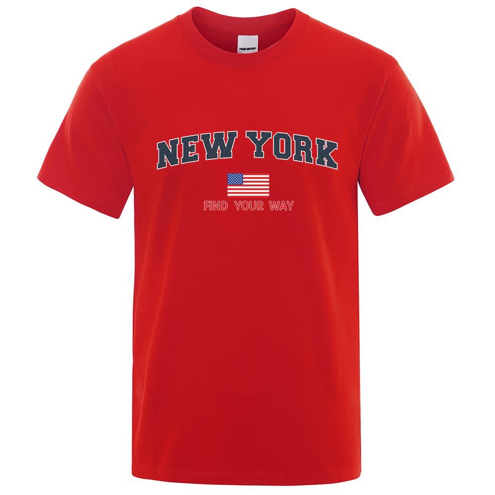New York Find Your Way Usa Street Letter Футболки мужские свободные топы с рисунком Летняя футболка Модная свободная футболка Одежда