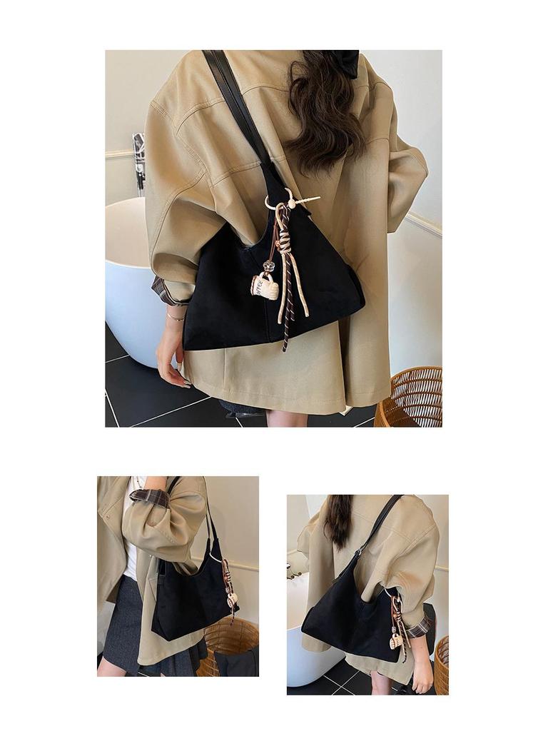 Стильная замшевая сумка-тоут на одно плечо в стиле ретро: Универсальная сумка-мессенджер большой вместимости