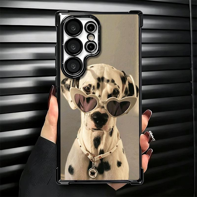Dalmatian Cute Dog Plating Phone Case For Samsung Galaxy S24 S25 FE S26 Edge S23 Ultra S22 S21 Plus S20 Anti-Fall Airabag Cover