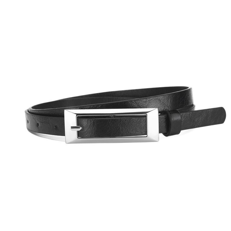 Fashion Women's Skinny Belt Rectangular Buckle Minimalist Dress Waistband Simple Thin PU Leather Belt for Ladies 3pcs