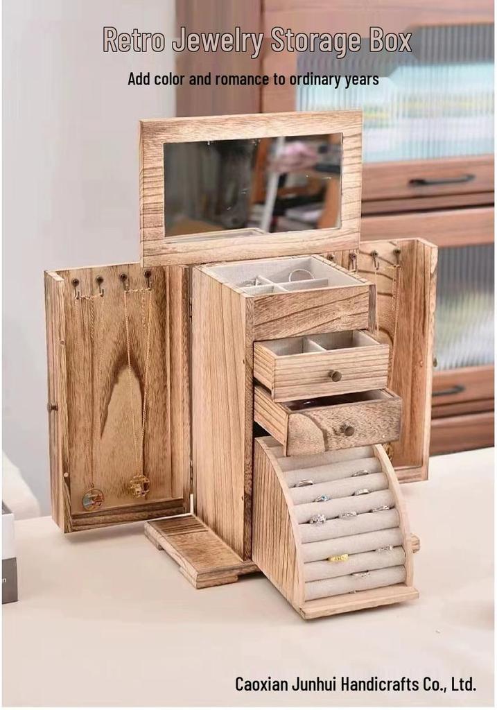 Многоярусный деревянный органайзер-витрина для хранения ювелирных изделий