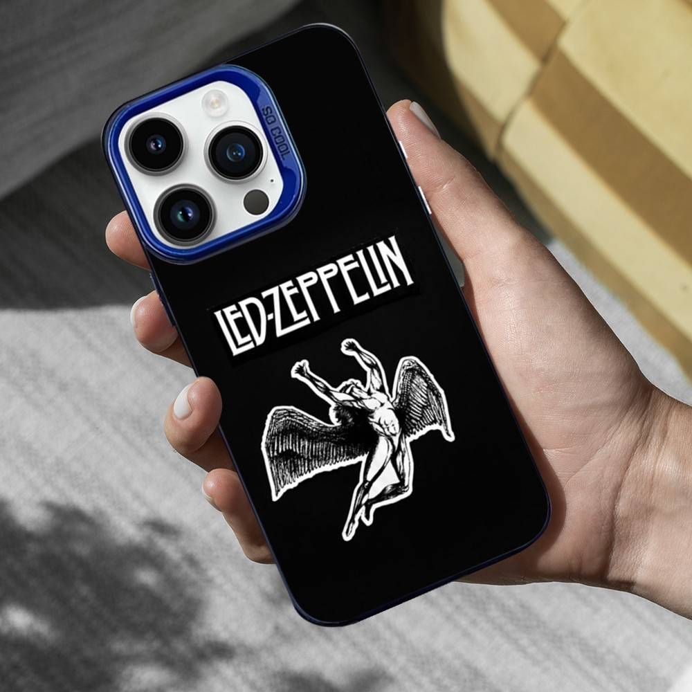 Hot L-Led Z-Zeppelins Band Phone Case For iPhone 16,15,14,13,12,11,Mini,Pro,SE,MAX Blue Matte Silicone Cover