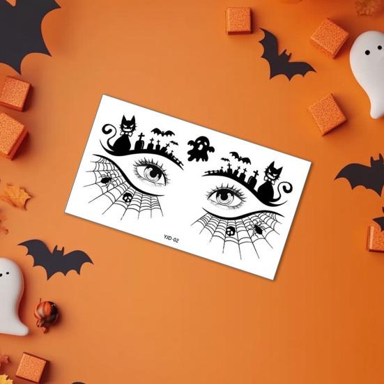 10 Sheets Halloween Spider Eye Tattoo Stickers Face Temporary Tattoos DIY Bat Skull Spider Web Pattern Scary Eye Shadow Stickers for Adult Kids
