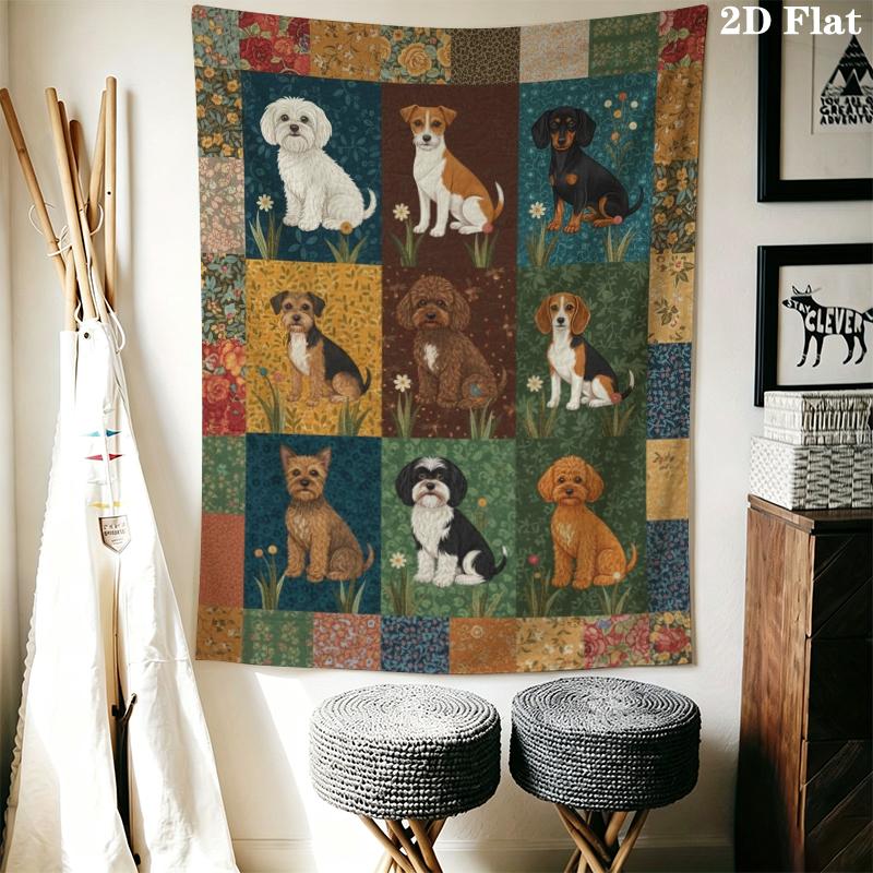 Retro patchwork Animal Wall Tapestry Aesthetic Wall Hanging Printed Fabric Blanket Decorative Tapestries for Bedroom Living Room Home Decor