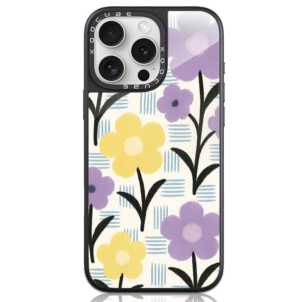 For iPhone 16 Pro Max Case High Aluminium-silicon Glass+PC+TPU Pattern Print Phone Cover Compatible with MagSafe