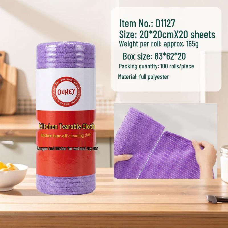 Hand-Tearable, Multi-Functional Kitchen Cleaning Rag: Strong Absorption, Lint-Free, Thick, Disposable.