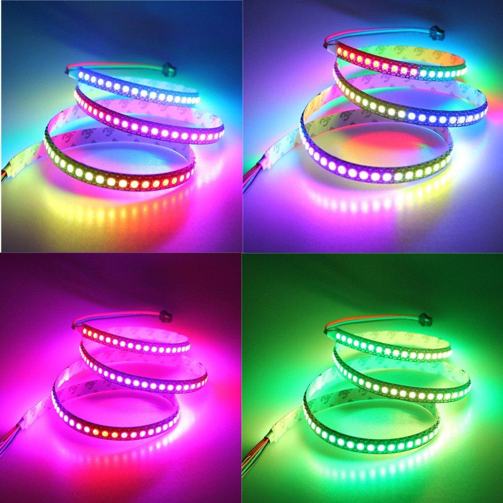 ALITOVE Адресная светодиодная лента 5050RGB, WS2812B, 1 м, SMD, 144 светодиода, Пиксели «Цвет мечты», Неводонепроницаемая, Черная основа, DC 5V