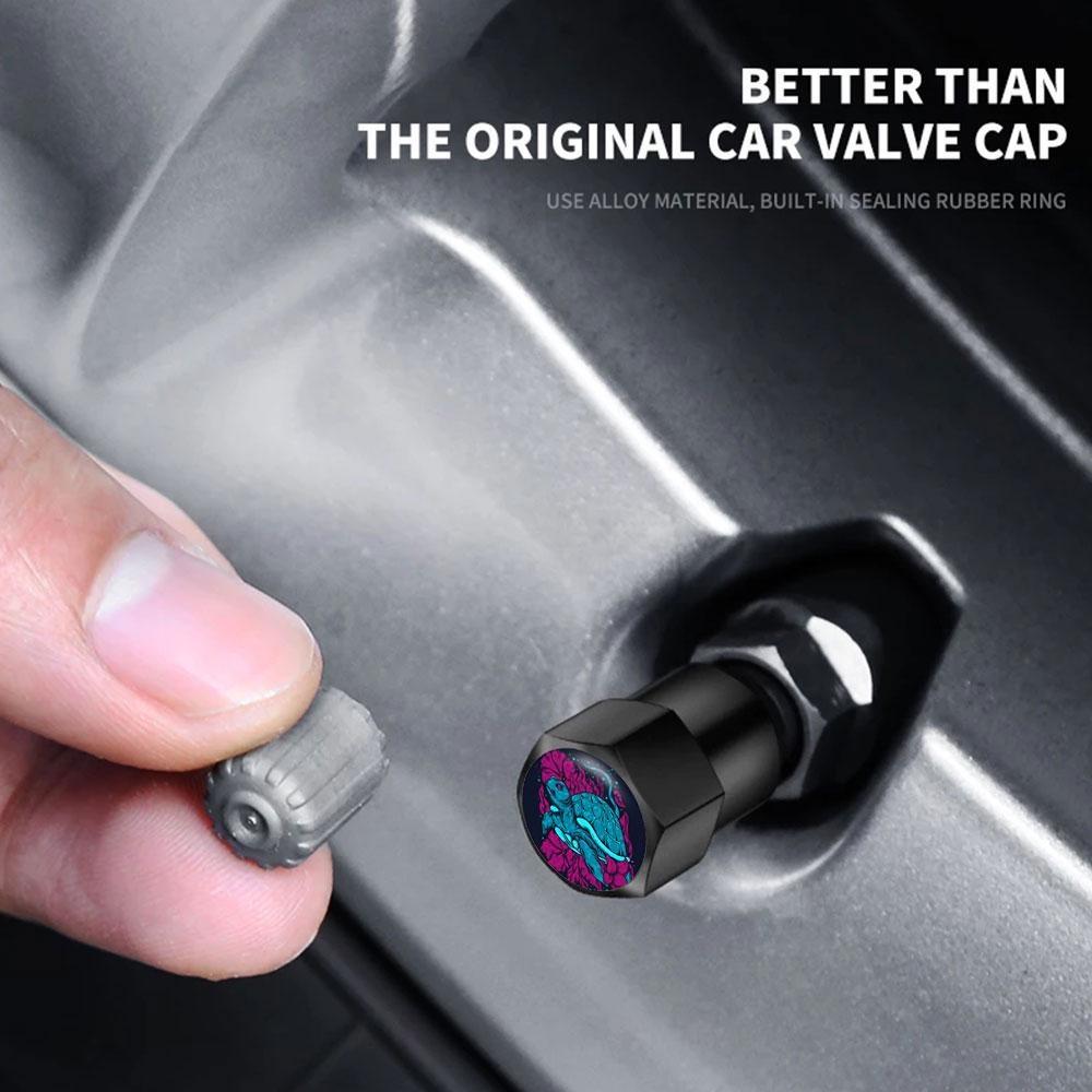 4 шт., универсальные колеса, колпачки для воздушных клапанов, наклейки на ствол автомобиля, морская черепаха, дизайн автомобилей, мотор, автоаксессуары, стайлинг автомобиля, декор, подарок