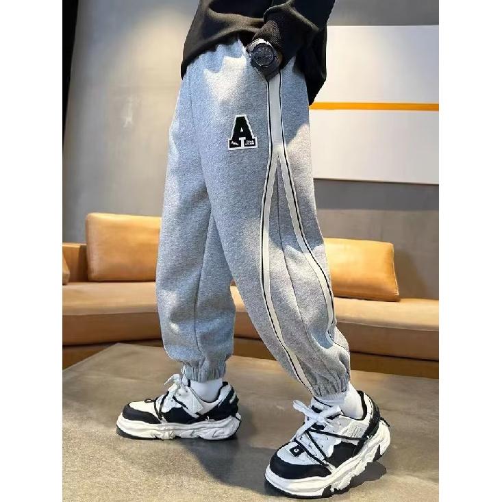 Брюки для мальчиков весна-лето-осень Брюки для детей и подростков Тонкие детские спортивные прямые брюки Модные брюки с тремя полосками Модные