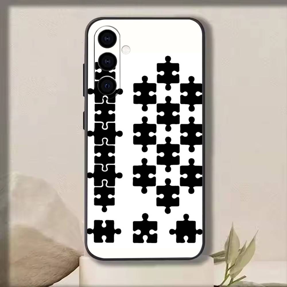 Creative puzzle Phone Case Black Silicone Soft For Samsung Galaxy A73,A72,A71,A70,A53,A52,A51