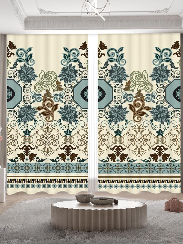 Заказные шторы в стиле бохо Юго-Восточной Азии Винтажные шторы в стиле меньшинств Геометрические принтованные шторы Гостиная Спальня отеля