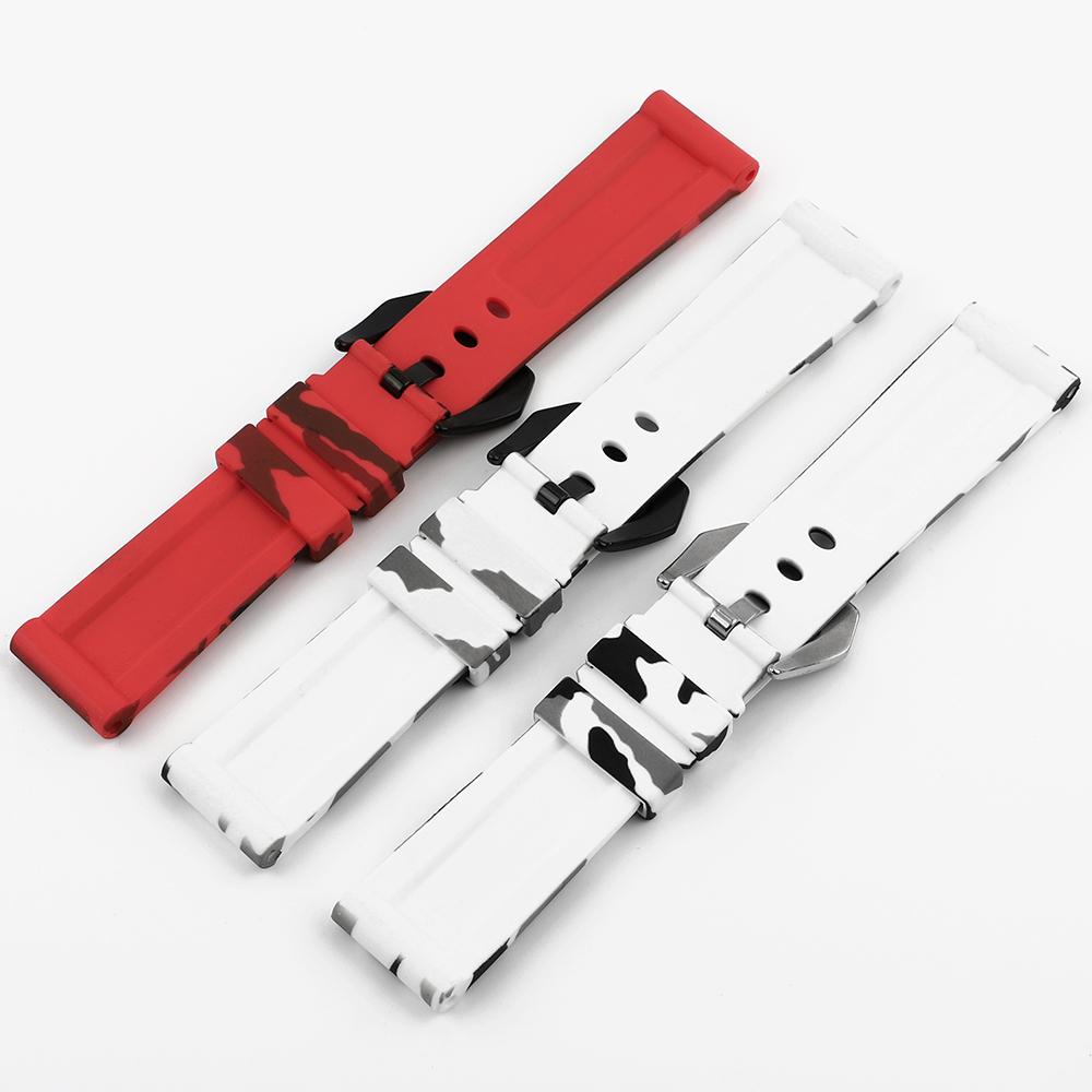 Universal Camouflage Silicone Watch Strap 22mm 24mm 26mm Waterproof Wristband for Men Women Rubber Bracelet Band Accessories