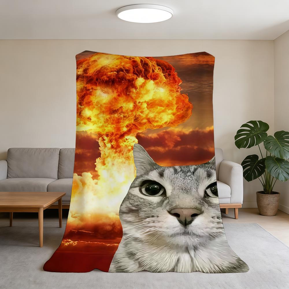 Blanket Super Warm Comfortable Plush Cute Throw Blanket Child Home Cat Meme Sofa Cartoon Bedroom Funny Gift