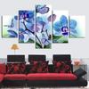 Canvas Paintings Orchids Pink Blue Flowers Multiple Wall Art Framework Home Decor 5 Pieces Print Decorative Picture Living Room No Frame