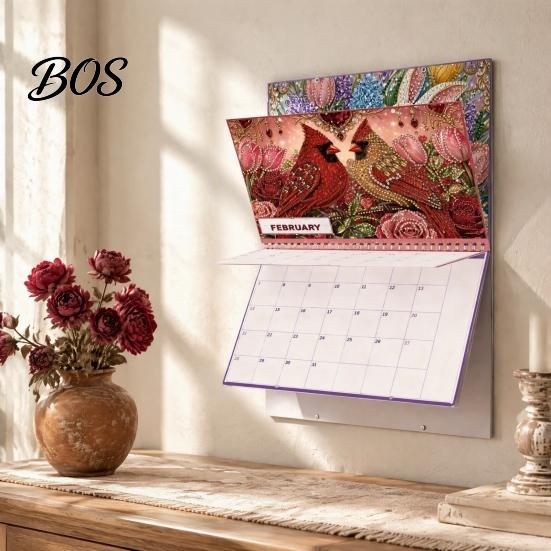 Yearly Planner Organizer 2027 Diamond Art Painting Pattern Wall Calendar, Rhinestone Gem 12 for Bedroom Monthly Planner, Jan. 2026-Dec. Hanging