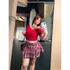 Brother Nan Loose-Fit Red Gingham Skirt Women's Plus Size Plus Size Ladies High Waist Fat Cover Summer New Arrival Sexy Versatile Skirt