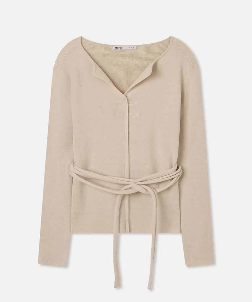 MIXXO Пуловер с открытым воротником и ребристой отделкой_Miwkag314T