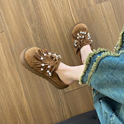 Жемчужная сумка с большой головой, шлепанцы-половинки, женская новая уличная ленивая повседневная одинарная обувь на платформе, весна и лето