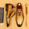 Европейские и американские кожаные туфли мужские первый слой коровьей кожи ретро крокодиловый узор оксфорды деловые туфли для жениха свадебные туфли