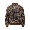 Mens Oversized Stand Collar Leopard Print Baseball Jacket With Embroidered Script Tape Trim - Fall Casual
