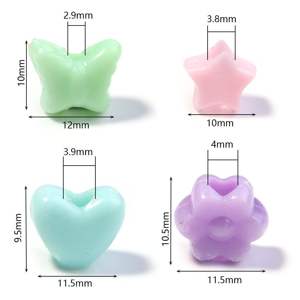 100pcs Heart Star Butterfly Flower Acrylic Beads Loose Spacer Beads Large Hole Beads for Jewelry Making Diy Bracelet Necklace