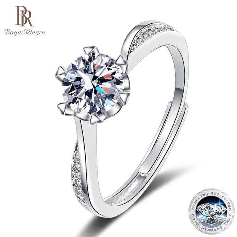 Bague Ringen Женские ювелирные изделия из серебра S925, поворотный дизайн, кольца с шестью когтями, 1 карат, D-ЦВЕТ, кольцо с муассанитом, созданные в лаборатории ювелирные изделия с бриллиантами
