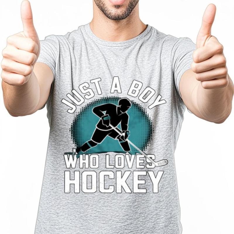 Rock For Her Oneck Tshirt Cotton Just A Boy Who Loves Hockey Minimalist Boys Teeshirt Relaxed Fit Tshirt Oversized Tshirt