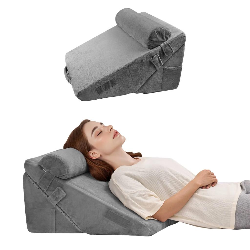 VEVOR Bed Wedge Pillow for Sleeping, 3 Pcs Adjustable Orthopedic Bed Wedge Set, with Washable Cover & Foam Support