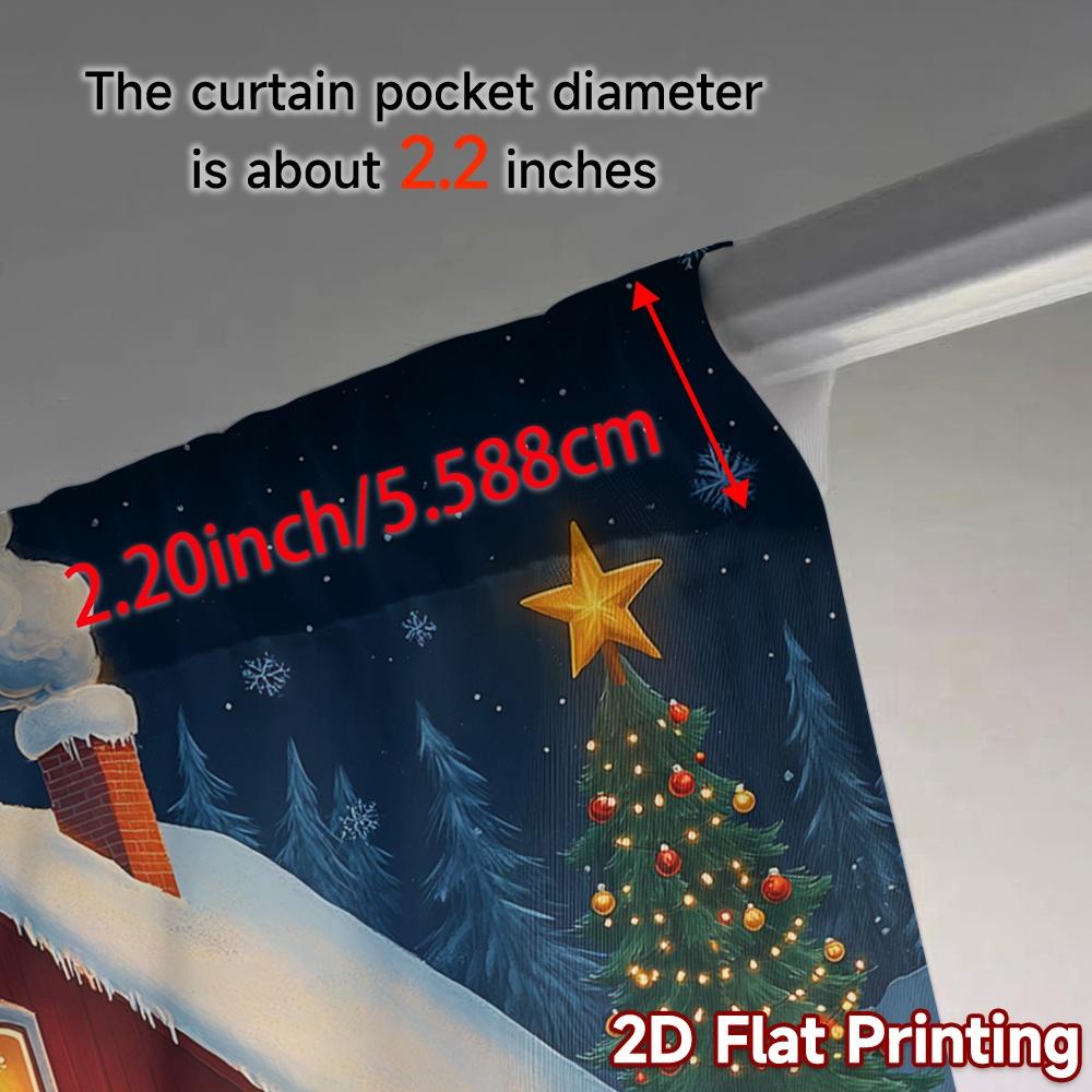 2pcs,Curtains Christmas Cabin Snowman Tree (3) Popular Print Curtains Versatile Fabric Curtains Decorations For Home Use for