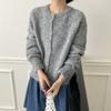 Gentle Wind Solid Color Crew Neck Sweater Jacket Women's Autumn and Winter Loose Soft Waxy Milk FUFU Knitted Cardigan