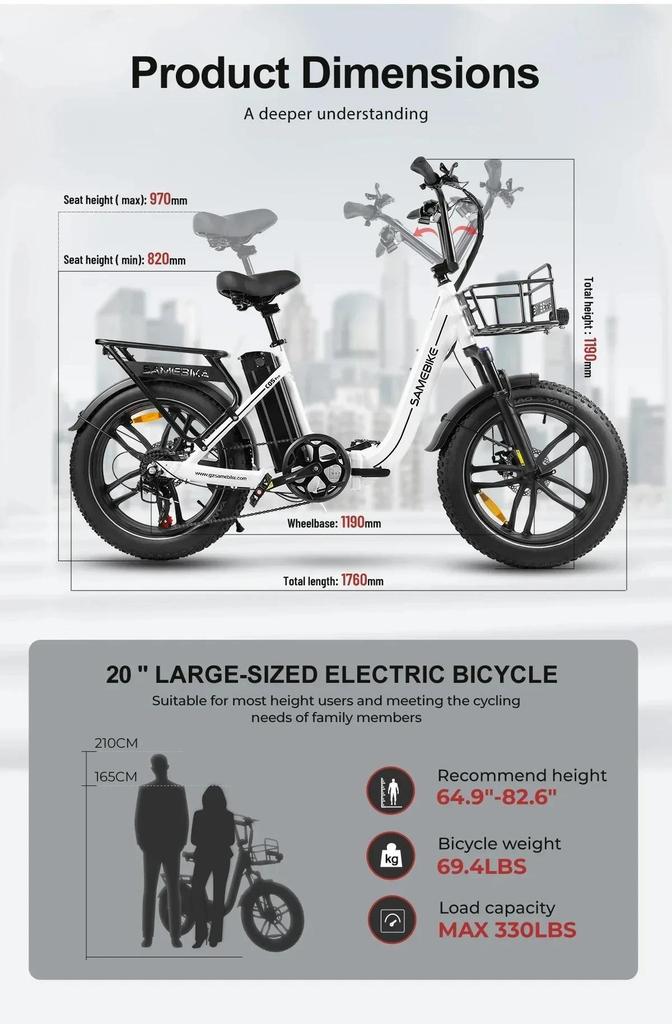 2026 New C05 pro Fold Electric Bike 500W Motor 36V 13AH City Travel Commute Electric Bicycle 20*4.0 Inch Tire USB phone charging.