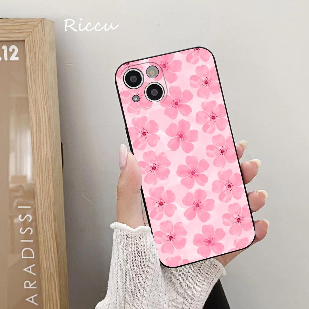 Розовый чехол для телефона с рисунком цветка сакуры для iPhone 14 11 12 Pro 8 7 Plus X Pro MAX 13 MINI XR XS SE 2020 Мягкие чехлы для телефонов с рисунком