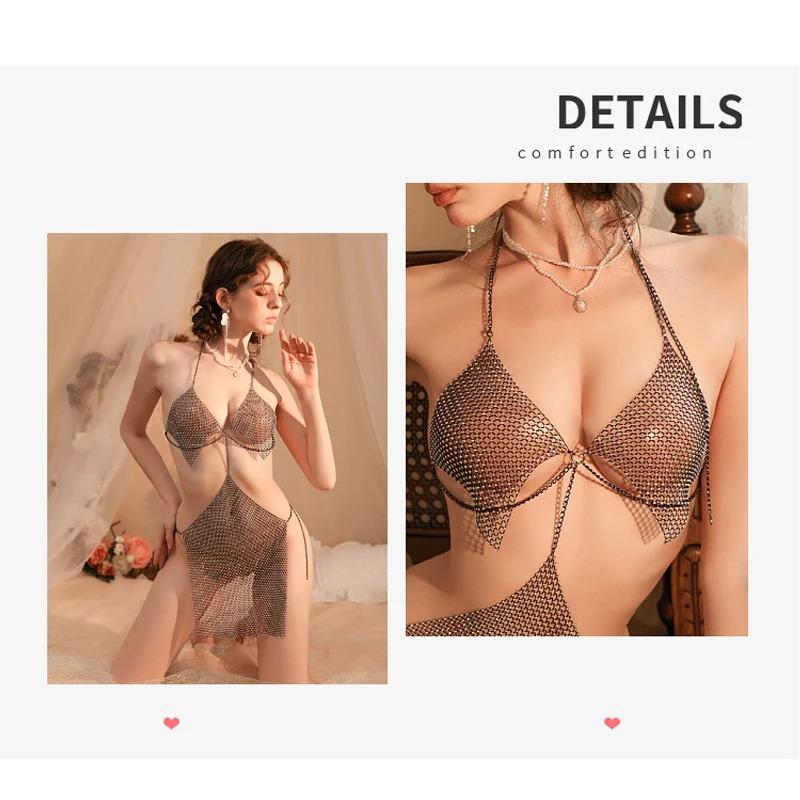 Сексуальное женское белье Babydoll белье порно комплект нижнего белья ролевая игра сексуальный халтер два предмета прозрачный костюм