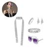 5Pcs 1970s Disco Costume Accessories, Bling Sunglasses Earrings Long Scarf Headband Bracelet 70s Disco Fancy Dress Kits