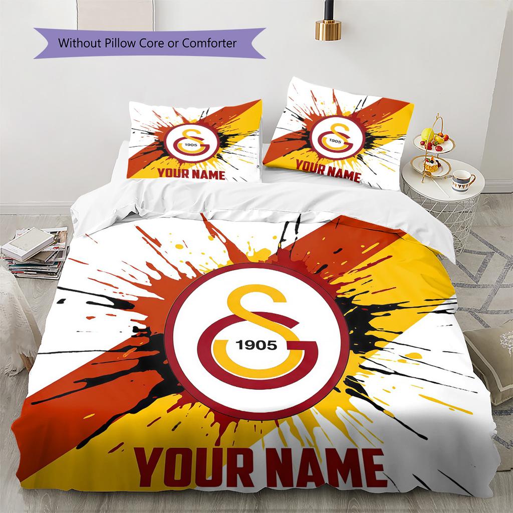 Custom Name Galatasaray Pattern Bedding Quilt Set Home Decoration Gift (1 * duvet cover + 2 * pillowcase without core)