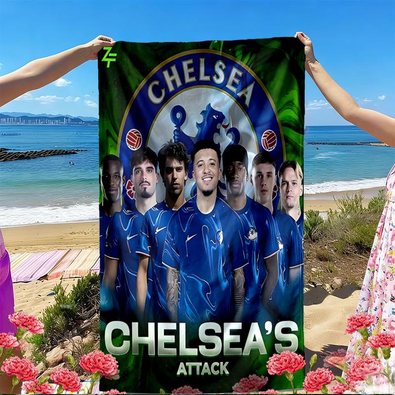 Chelsea F.C Print Beach Towel, Versatile Lightweight Absorbent Beach Towel for Pool Surf Yoga Bathroom, Perfect Birthday Holiday Gift