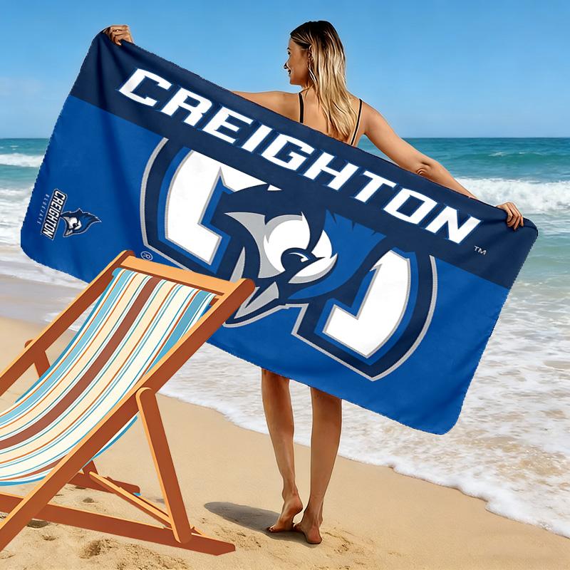 Creighton Blue Jays Print Beach Towel, Large Soft Quick Dry Towel for Beach Camping Swimming